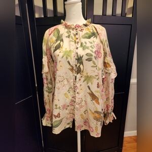 & Other Stories Floral Ruffled Collar Blouse